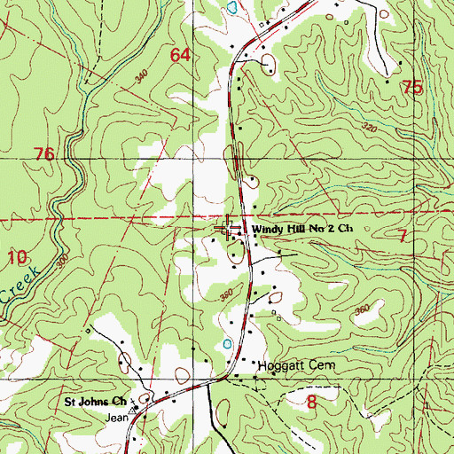 Topographic Map of Windy Hill Number 2 Church, MS