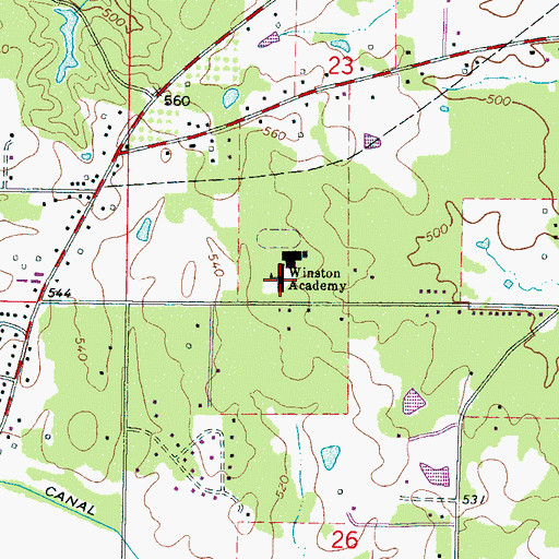 Topographic Map of Winston Academy, MS