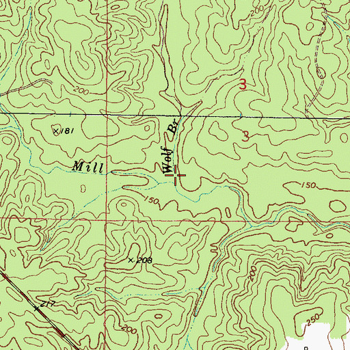 Topographic Map of Wolf Branch, MS