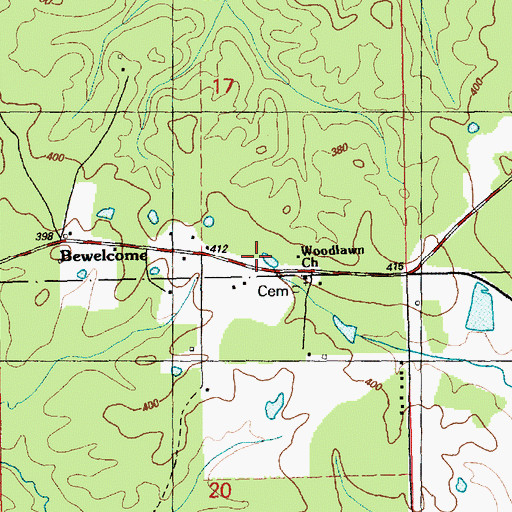 Topographic Map of Woodlawn Church, MS