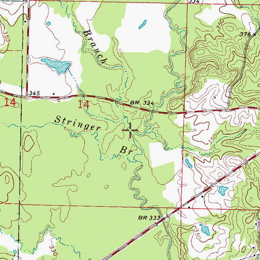 Topographic Map of Wooten Branch, MS