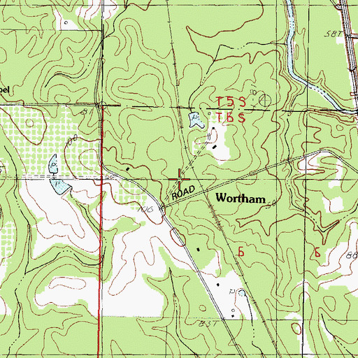 Topographic Map of Wortham, MS