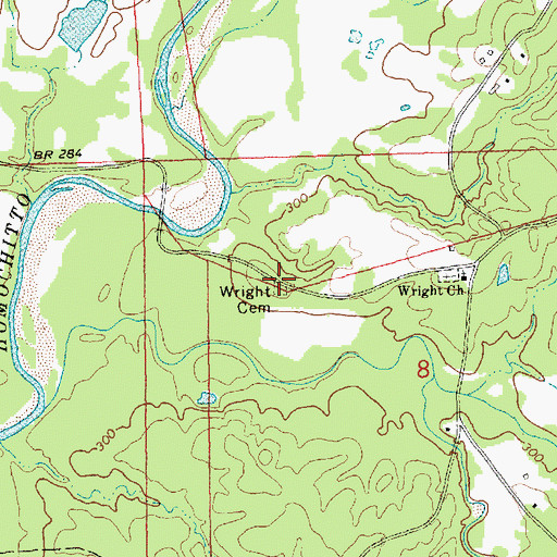 Topographic Map of Wright Cemetery, MS