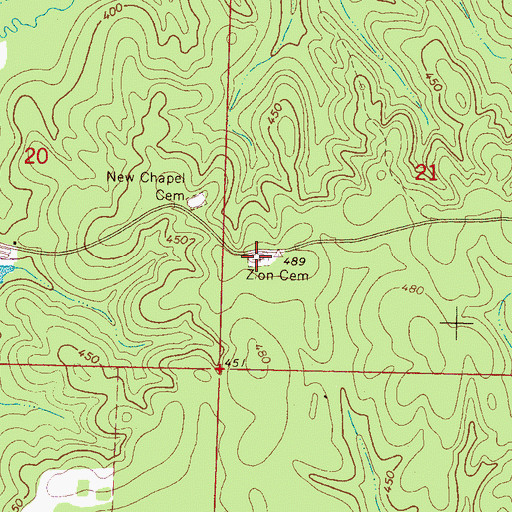 Topographic Map of Zion Lutheran Cemetery, MS