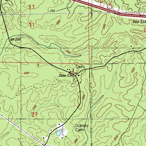 Topographic Map of Zion Church, MS