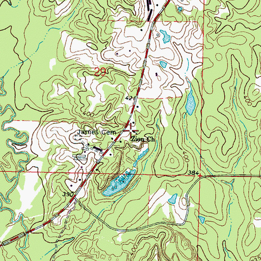 Topographic Map of Zion Church, MS