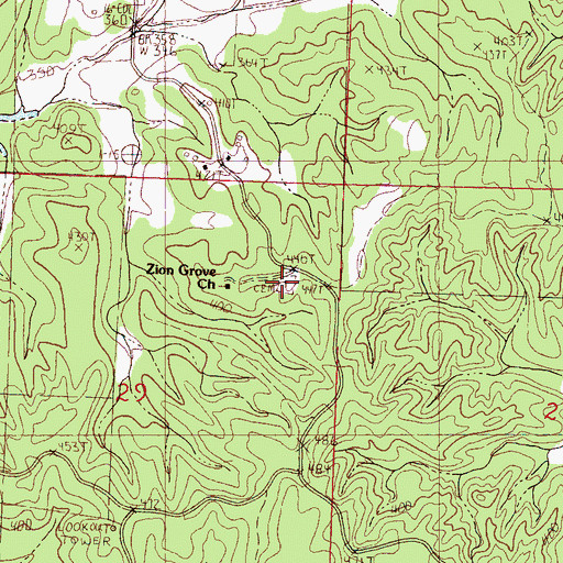 Topographic Map of Zion Grove Cemetery, MS
