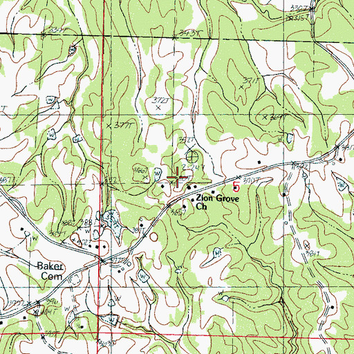 Topographic Map of Zion Grove Church, MS