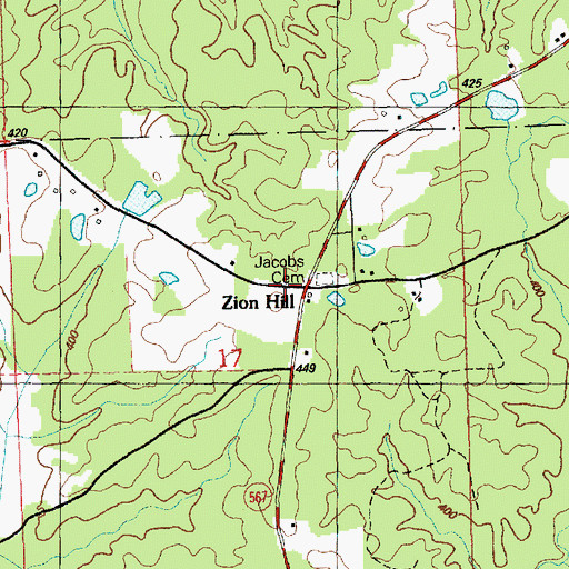 Topographic Map of Zion Hill, MS