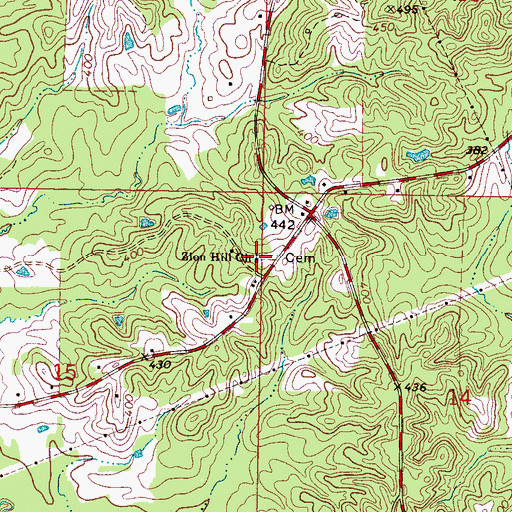 Topographic Map of Zion Hill Church, MS