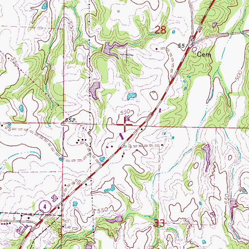 Topographic Map of WKRA-AM (Holly Springs), MS