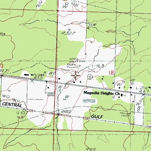 Topographic Map of WQST-FM (Forest), MS