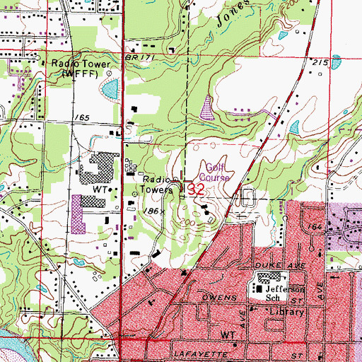 Topographic Map of W45A-TV (Columbia), MS