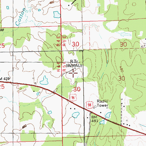 Topographic Map of WMAU-TV (Bude), MS