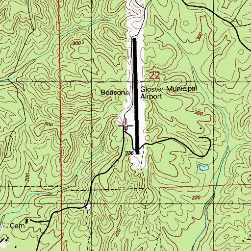 Topographic Map of Crosby Municipal Airport, MS