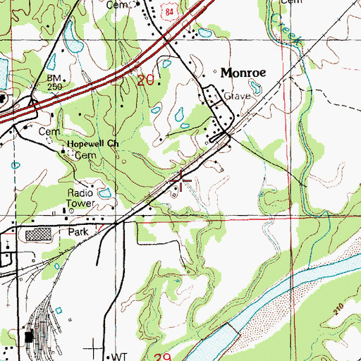 Topographic Map of Dixie Airport (historical), MS
