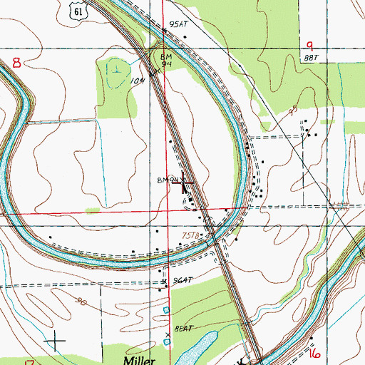 Topographic Map of Whitaker Airport, MS