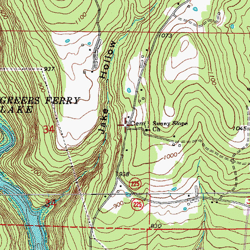 Topographic Map of Sunny Slope, AR