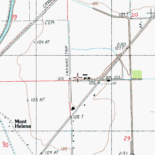Topographic Map of Rollang Field, MS