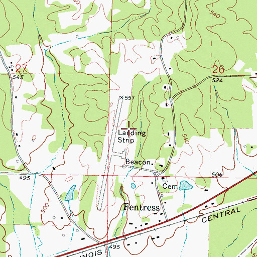 Topographic Map of Ackerman Choctaw County Airport, MS