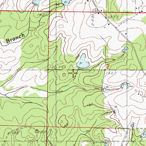 Topographic Map of Shaw Lake Dam, MS