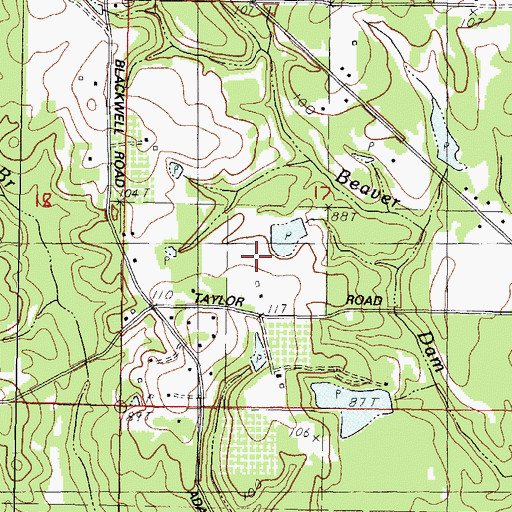Topographic Map of Taylor Lake Dam, MS