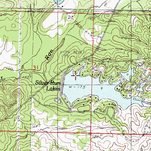 Topographic Map of Silver Run Lake Dam, MS
