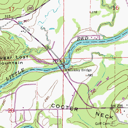 Topographic Map of Turneys Ferry (historical), AR