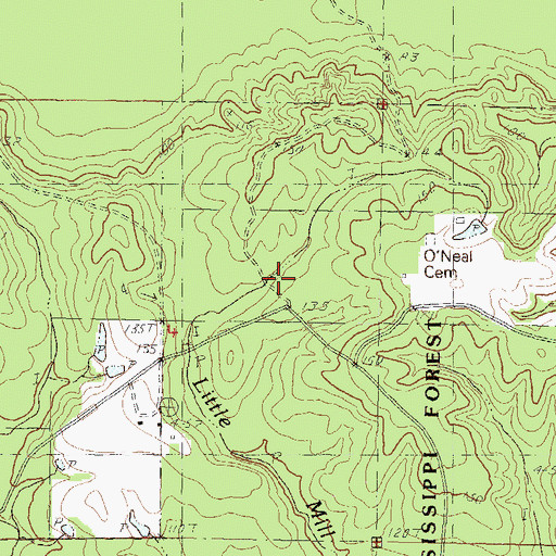 Topographic Map of O'Neal Lake Dam, MS