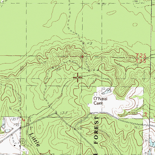 Topographic Map of R O'Neal Lake Dam, MS