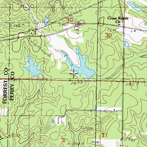 Topographic Map of Larry Armstrong Lake Dam, MS