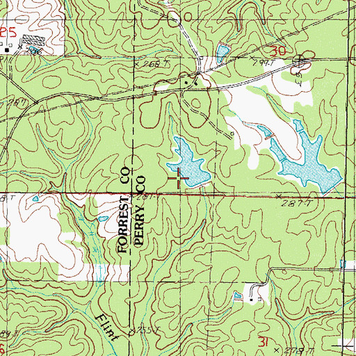 Topographic Map of Lawrence Armstrong Lake Dam, MS