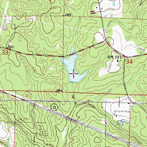 Topographic Map of Laura Leake Lake Dam, MS