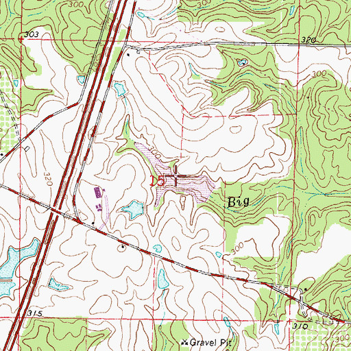 Topographic Map of Bass Pecan Plant Pond Dam, MS