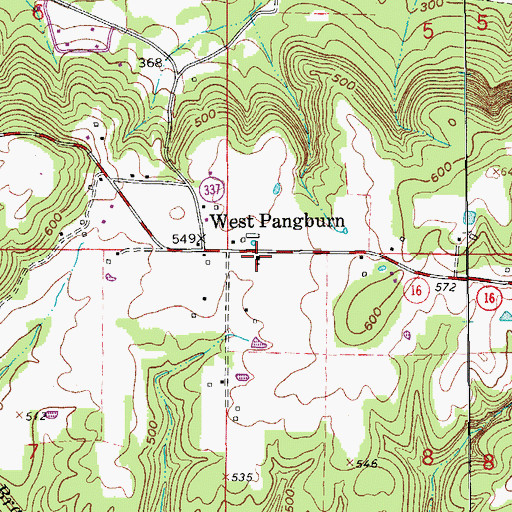 Topographic Map of West Pangburn Union Church, AR