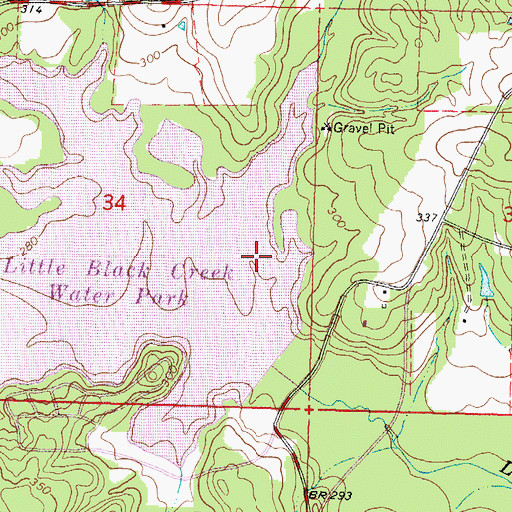 Topographic Map of Pat Harrison Waterway Lake Dam, MS