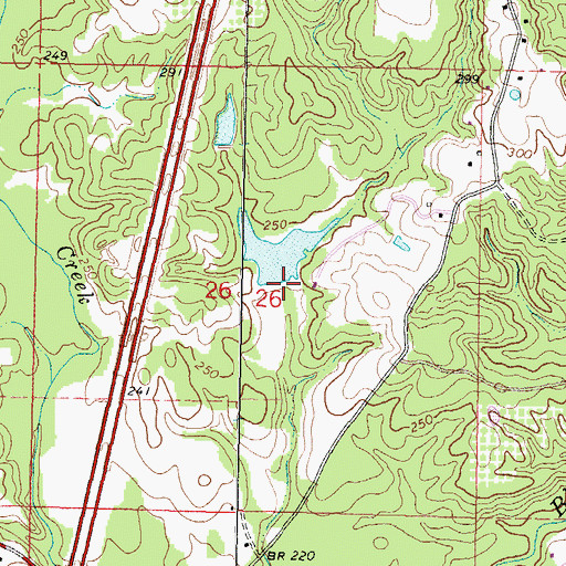 Topographic Map of Komp Lake Dam, MS