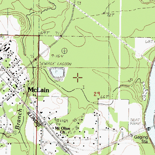 Topographic Map of McLain Sewage Lagoon Dam, MS