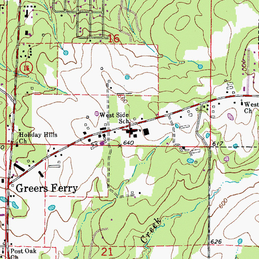 Topographic Map of West Side Elementary School, AR
