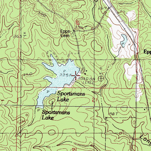 Topographic Map of Sportsman Club Lake Dam, MS