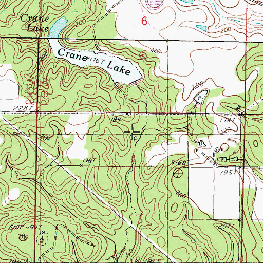 Topographic Map of Crane Lake Dam, MS