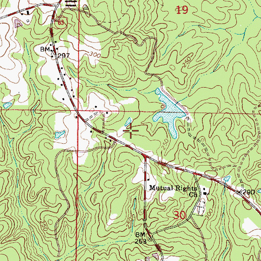 Topographic Map of Turner Lake Dam, MS
