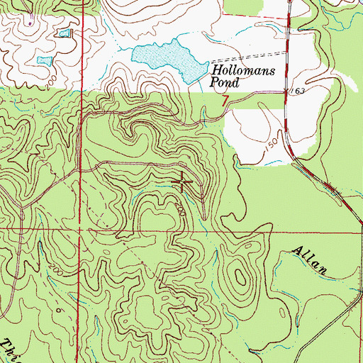Topographic Map of Carl Hollomans Pond Dam, MS
