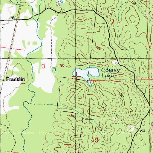 Topographic Map of Franklin County Lake Dam, MS