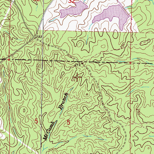 Topographic Map of Vickers Lake Dam, MS