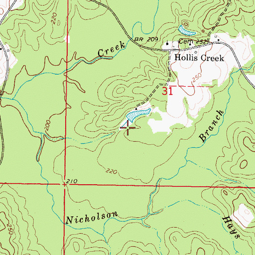 Topographic Map of Sanderson Lake Dam, MS