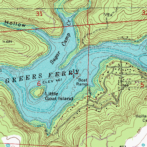 Topographic Map of Wilsons Ford (historical), AR