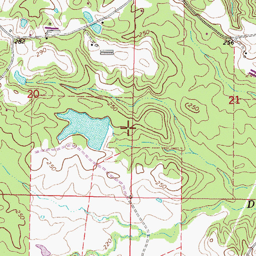 Topographic Map of Pine Burr Ranch Lake, MS