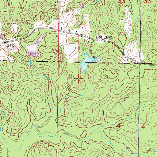 Topographic Map of Marlow Shoemake Dam, MS