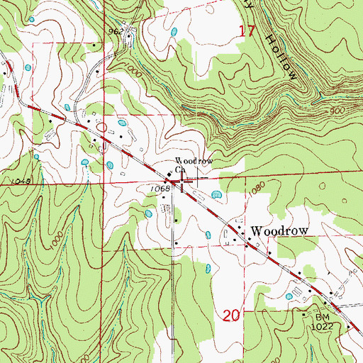 Topographic Map of Woodrow School (historical), AR
